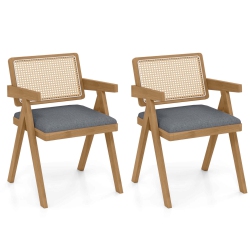 COSTWAY Set Of 2/4 Rattan Accent Chairs Dining Chairs Modern Living Room Chairs In Gray