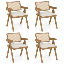 COSTWAY Set Of 2/4 Rattan Accent Chairs Dining Chairs Modern Living Room Chairs In Gray