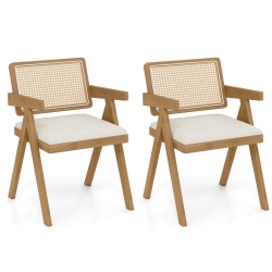 COSTWAY Set Of 2/4 Rattan Accent Chairs Dining Chairs Modern Living Room Chairs In Gray