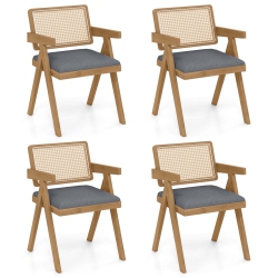 COSTWAY Set Of 2/4 Rattan Accent Chairs Dining Chairs Modern Living Room Chairs In Gray