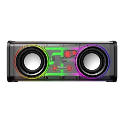 BUGANI V8 Transparent Mecha Bluetooth Speaker, Dual Speakers, Powerful Sound Effects, Colorful RGB Lighting Effects, Desktop Small Cannon, Shocking