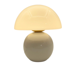 GREEN SCENIC Ceramic Base Mushroom Night Light-Art Glass Ceramic Base Decoration Bedside Lamp Bedroom Desk Creative Atmosphere Night Light (White)