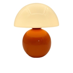 GREEN SCENIC Ceramic Base Mushroom Night Light-Art Glass Ceramic Base Decoration Bedside Lamp Bedroom Desk Creative Atmosphere Night Light (Orange)