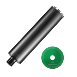 VEVOR 4.25" Wet Diamond Core Drill Bits, 14" Drilling Depth Concrete Core Drill Bit \w Saw Blade, 1-1/4"-7 Inner Thread, Laser Welding, Diamond Wet