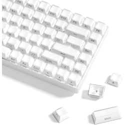 WOMIER Jelly Crystal Keycaps - Side Printed, Custom 113 Keys, Oem Profile Cute for 61/68/84/87/98/101 Cherry Gateron Mx Mechanical Keyboard In White