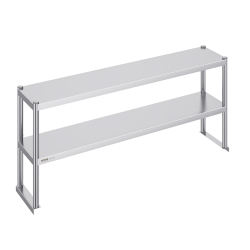 VEVOR 12 X 60 Inch Double Overshelf, Double Tier Stainless Steel Overshelf, Double Deck Overshelf, Height Adjustable Overshelf Prep Work Table For