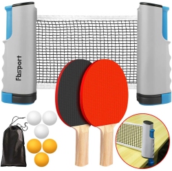 PETGINHOME Ping Pong Paddle Set With Retractable Net (Table Top Ping Pong Net) And Backpack for Any Table, Table Tennis Racket Set for Indoor/outdoor