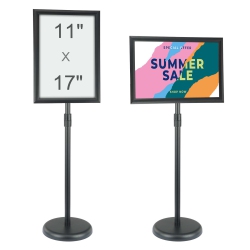 VEVOR 11 X 17 Inch Pedestal Sign Holder, Vertical And Horizontal Adjustable Poster Stand, Heavy-Duty Floor Standing Sign Holder \w Round Base For