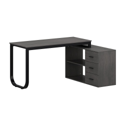 FAMAPY Modern L-Shaped Computer Desk With Drawers & Storage Shelves, Space-Saving Workstation for Home Office Or Study (55.1" W X 41.3" D X 29.5" H)