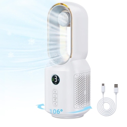 MAYCUC Led Light Bladeless Electric Fan USB Rechargeable With Bluetooth Speaker Fan Household Music Wind Air Conditioner Cooling Fan