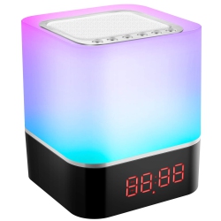 MAYCUC 5 In 1 Bluetooth Speaker Lamp, Led Touch Night Light, Portable Wireless Speaker Bedside Lamp Color Changing Mood Light, Alarm Clock