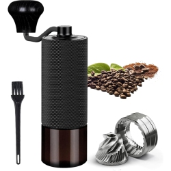 GREEN SCENIC Manual Coffee Grinder, Double Bearing Positioning, Portable Conical Burr Grinder for Camping, Traveling With Hand Crank (Black)