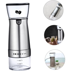 GREEN SCENIC Electric Stainless Steel Coffee Grinder Portable Coffee Bean Grinder Easy to Clean In Silver