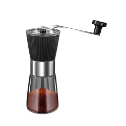 GREEN SCENIC Manual Coffee Grinder Glass Stainless Steel Multifunctional Uniform Fine Grinding Hand-Cranked Coffee Grinder Suitable for Travel Outdoor