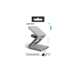 LBT Refurbished (Good) 3-In-1 Foldable Mag Stream Qi 15Wwireless Charging Stand - Metallic Ms-Dfs01