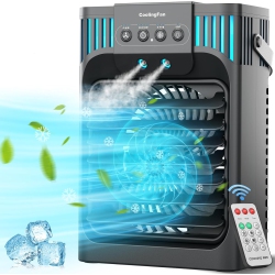 LEAEYFE Portable Air Conditioner, 3 Higher Speeds \w 1200Ml Extra Large Water Tank, 7 Color Lights 2/8 Hour Timer, 120° Oscillatingcooling Fan For