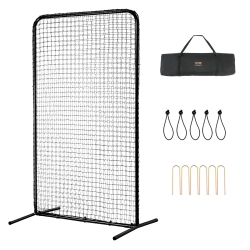 VEVOR 7X4 Ft I Screen Baseball for Batting Cage, Baseball Softball Safety Screen, Body Protector Portable Batting Screen \w Carry Bag & Ground