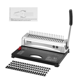 VEVOR 21-Holes Binding Machine, Comb Binding Machine Binding 450 Sheets, Book Binder Machine With 100 PCs 3/8" Comb Binding Spines, for A4, A5