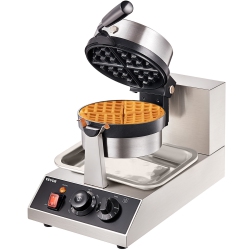 VEVOR Commercial Waffle Maker, 1 Piece Per Batch, Non-Stick 1300W Round Waffle Iron, \w 122-572℉ / 50-300℃ Temp Range Teflon-Coated Baking Pans