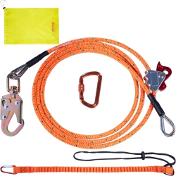 VEVOR 1/2" X 8' Steel Core Flipline, Arborist Flipline, Flip Line for Tree Climbing \w Alloy Steel Snap Hook, Aluminum Alloy Carabiner And Extra
