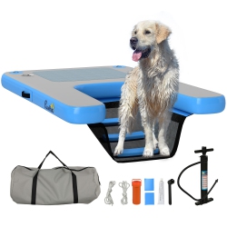 PAWHUT 60"l Dog Water Ramp Floating Duck Ladder Step for Swimming Pets Up to 300Lbs, Non-Slip Dog Boat Ramp for Pool, Lake, Boat, Dock