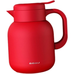 GREEN SCENIC 1L Insulated Coffee Pot – 316 Stainless Steel, Built-In Tea Filter, Leakproof & One-Touch Pour, Ergonomic Handle (Home/office) In Red