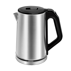 GREEN SCENIC 2L Fast Boiling Electric Kettle - 304 Stainless Steel, Double-Layer Anti-Scalding, Automatic Shutoff And 360° Swivel Base, Brushed