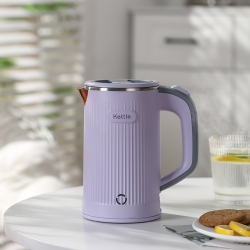GREEN SCENIC 600W Travel Electric Kettle - 4-6 Min Fast Boil, Food-Grade 304 Stainless Steel, Compact & Lightweight for Hotels/offices（Light Purple）