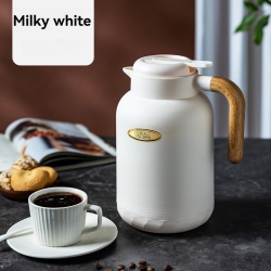 GREEN SCENIC 1L Thermos, One-Touch Pouring, Non-Slip Design, Glass Liner, Wooden Handle, Large Capacity, Thermos for Hot Water, Suitable for Home