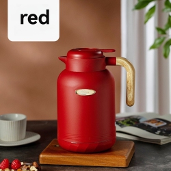 GREEN SCENIC 1.5L Thermos, One-Touch Pouring, Non-Slip Design, Glass Liner, Wooden Handle, Large Capacity, Thermos for Hot Water, Suitable for Home