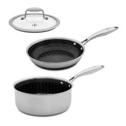 HELL'S KITCHEN Hybrid 3 PC Pot And Pan Starter Set
