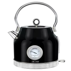 1.7L Retro Electric Kettle with Thermometer – Stainless Steel, Auto Shut-Off, Fast Boil