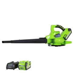 GREENWORKS 40V 185 Mph-340 Cfm Brushless Leaf Blower / Vacuum, 4.0Ah Battery And Charger Included - 24222