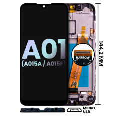 ESOURCE PARTS Replacement Lcd Assembly W/frame for Galaxy A01(A015A/a015F)(Micro USB Frame/narrow Fpc Connector)(Service Pk)All Colors