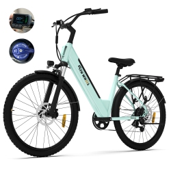 5TH WHEEL Electric Commuter Bike for Adults, 26-Inch 7-Speed E-Bike \w 350W Motor & 36V Removable Battery, Ul Certified Electric Bicycle for City