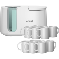 CRICUT Mug Press Starter Kit - Includes Mug Heat Press & 12 Blank Ceramic Mugs (White, 12OZ)