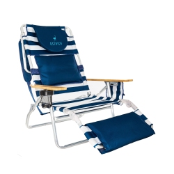OSTRICH Deluxe 3N1 Outdoor Lawn Beach Lounge Chair With Footrest Stripe In Blue