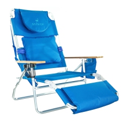OSTRICH Deluxe 3N1 Lightweight Outdoor Lawn Beach Lounge Chair W/ Footrest In Blue