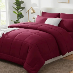 BOLDDECO Comforter Set - 7PCs, Bed In A Bag Bedding Sets \w All Season Soft Quilted Warm Fluffy Reversible Comforter, Flat Sheet, Fitted Sheet, 2