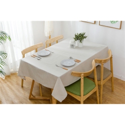 PANDACO Striped Cotton Table Cloth (220 Cm X 130 Cm) In Beige