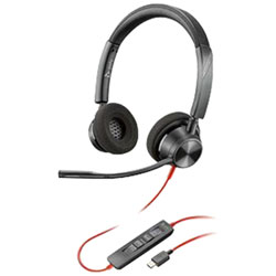 HP Poly Blackwire 3320 On-Ear Noise Cancelling Headset - Black