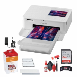CANON Selphy Cp1500 Photo Printer (White) + Rp-108 Color Ink And Paper Set + More Bundle