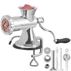 VEVOR Manual Meat Grinder, 304 Stainless Steel Hand Meat Grinder \w Suction Cup + Steel Table Clamp, Meat Mincer Sausage Maker & 2 Cutting Plates