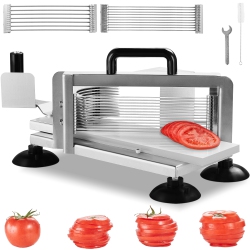 VEVOR Commercial Tomato Slicer, 1/4"+3/8"+3/16" Tomato Cutter Slicer, Stainless Steel Heavy Duty Tomato Slicer Machine, Manual Tomato Slicer \w