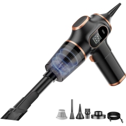 GREEN SCENIC Portable Mini Vacuum Cleaner With Led Display, Air Fryer With Multi Nozzles for Car Home Office Pet Hair (Black)