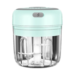 GREEN SCENIC 30W Mini Food Chopper - Electric Garlic Ginger Nut Crusher With Stainless Steel Blades, Easy to Clean, USB Rechargeable (Green, 250Ml)