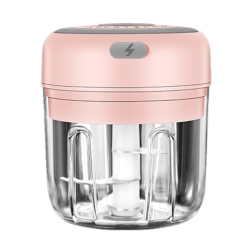 GREEN SCENIC 30W Mini Food Chopper - Electric Garlic Ginger Nut Crusher With Stainless Steel Blades, Easy to Clean, USB Rechargeable (Pink, 250Ml)