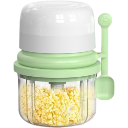 GREEN SCENIC Mini Electric Garlic Mincer - Home Supplementary Food, 6 Stainless Steel Blades, Thick Non-Slip High Hardness Glass, Easy to Clean, USB
