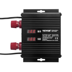 VEVOR 250 Amp Dual Battery Smart Isolator, 12V/24V, Universal Vsr Voltage Sensitive Relay Battery Isolator \w Lcd Screen, for Car Atv Rv Battery