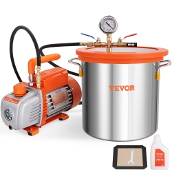 VEVOR 3 Gallon Vacuum Chamber And 3.5 Cfm Pump Kit, Tempered Glass Lid Vacuum Degassing Chamber Kit, Single Stage Vacuum Pump \w 250 Ml Oil Bottle
